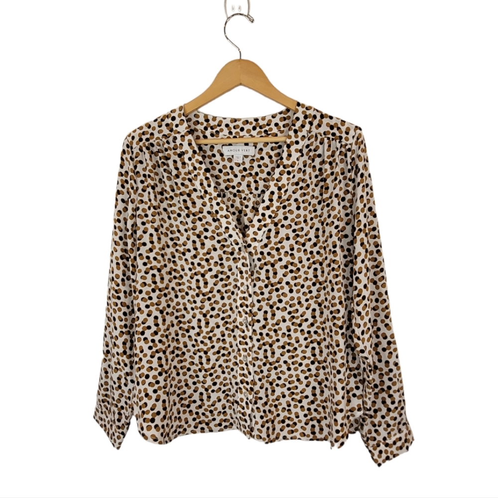Amour Vert Silk Blouse Dot Print
